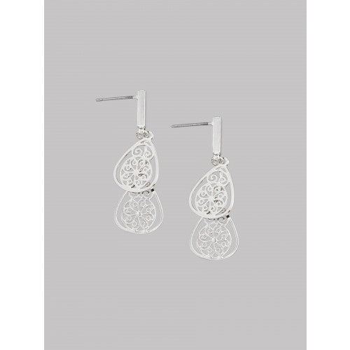 Silver Two Teardrop Earrings by Tiger Tree