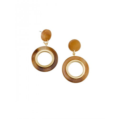 Camel Resin & Gold Ring Earrings by Tiger Tree