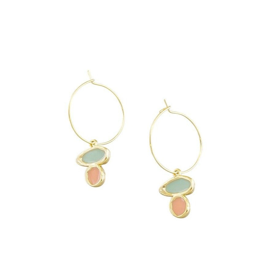 Tiger Tree Blue Pebble Drop Earrings