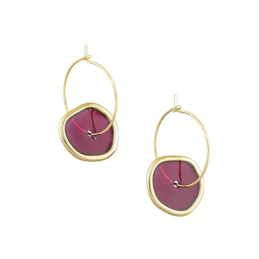 Tiger Tree Wine Spinning Hoop Earrings