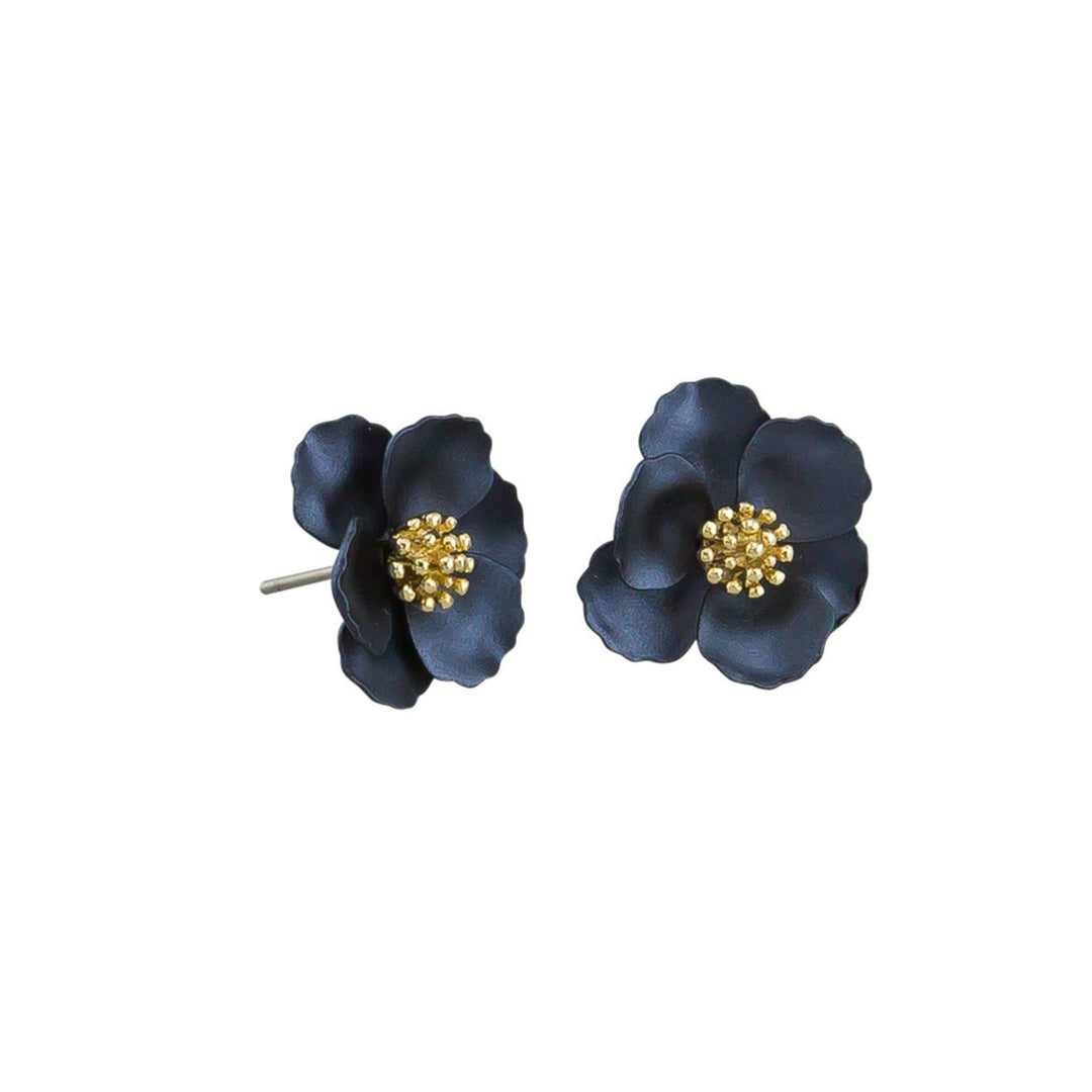 Tiger Tree Navy Pansy Earrings
