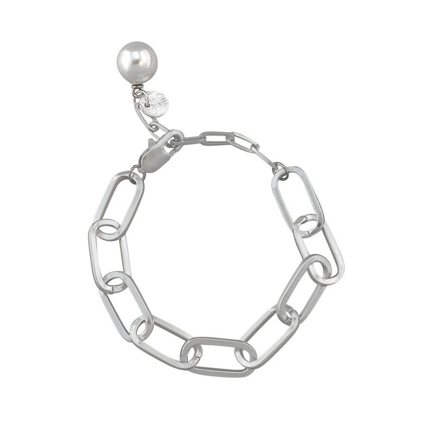 Tiger Tree Silver Chunky Pearl Bracelet