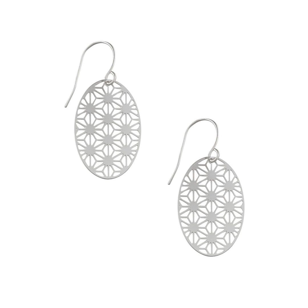 Tiger Tree Silver Oval Filigree Earrings