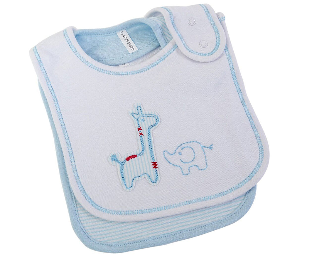 White & Blue Safari Bib Set