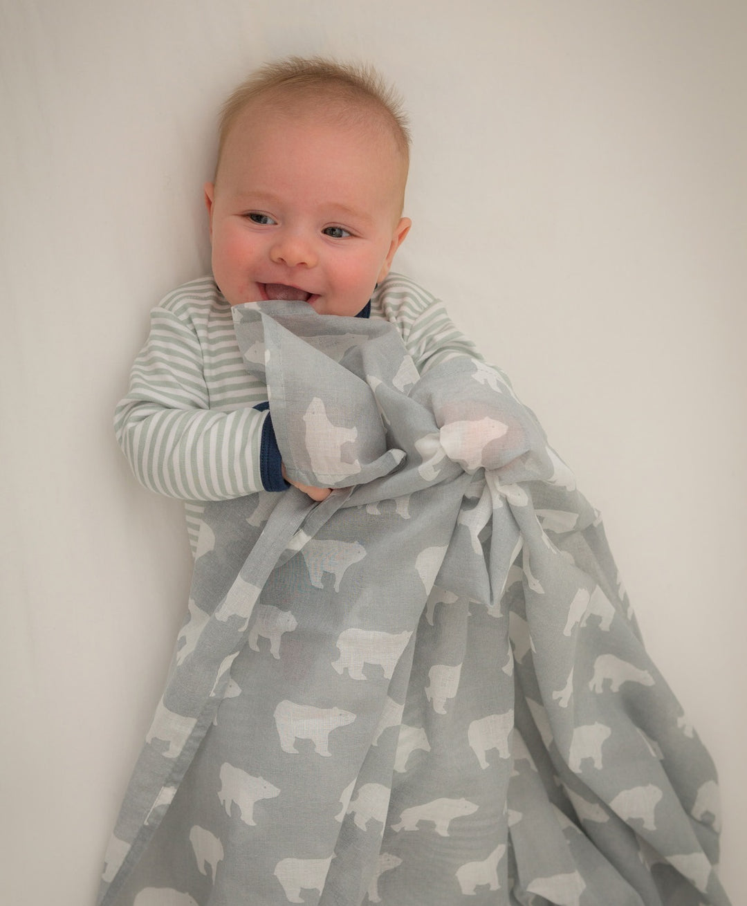 Grey Polar Bear Muslin Wrap