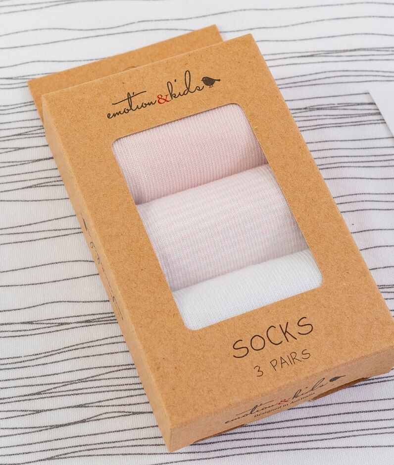 Pink Fine Stripe 3 Pack Socks 0-3 months