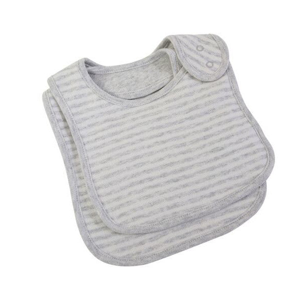Grey French Stripe 2pc Bib Set