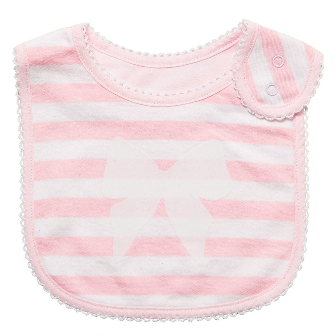 Pink Stripe & Bow 1 Piece Bib