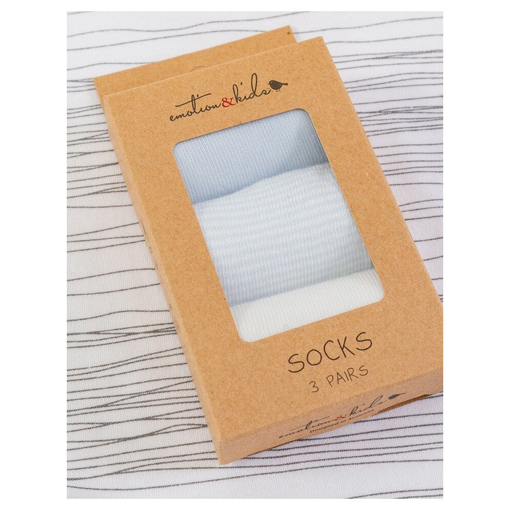 Blue Fine Stripe Sock Pack 3-6 months
