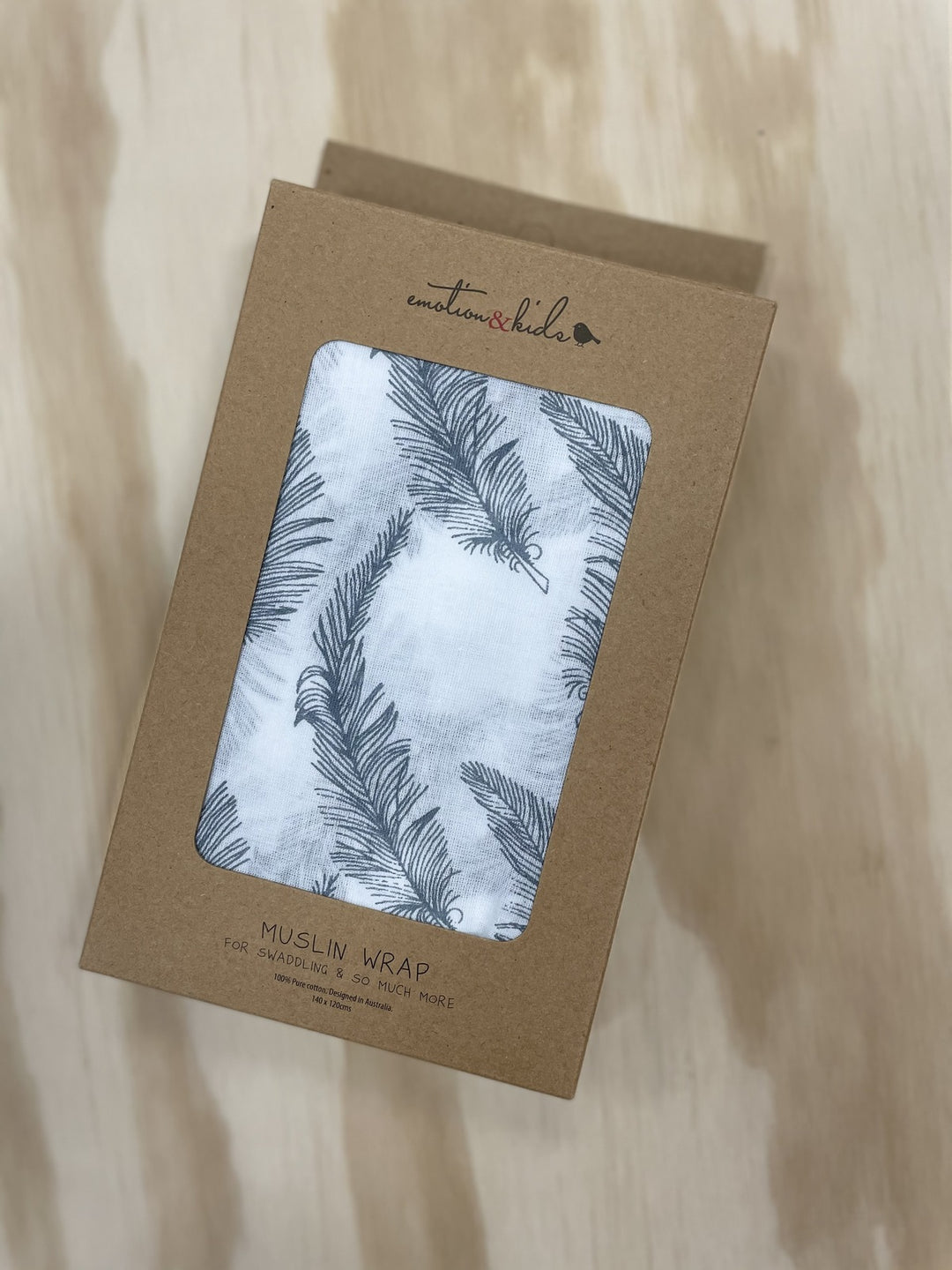Grey Feather Muslin Wrap