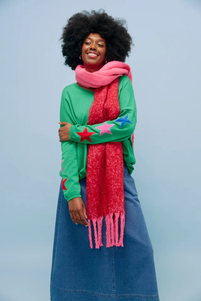 Vermont Star V Neck Jumper - Green - OSFA