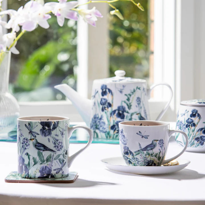 Iris Garden White Cup & Saucer