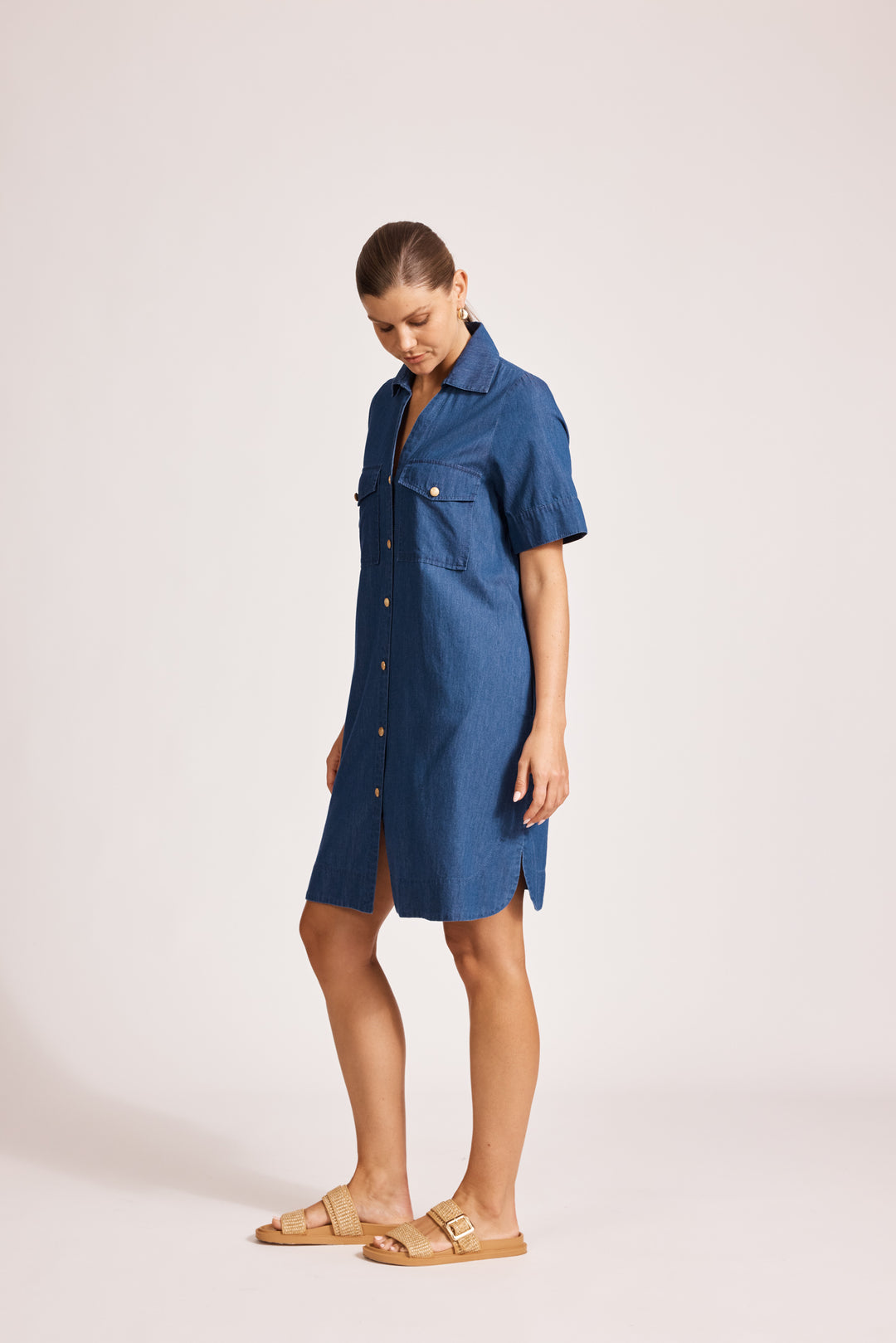 Melenia Denim Shirt Dress - Indigo