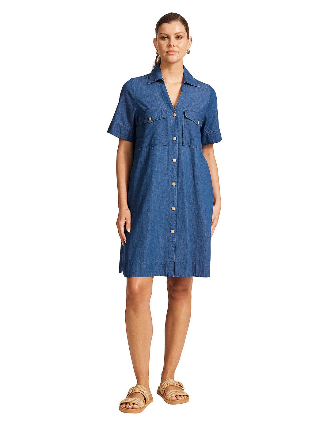 Melenia Denim Shirt Dress - Indigo