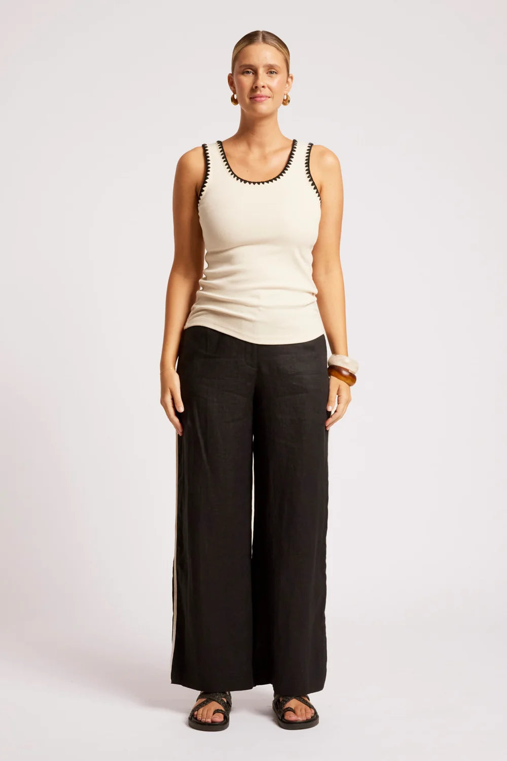 Maris Stitched Tank - Tusk / Black