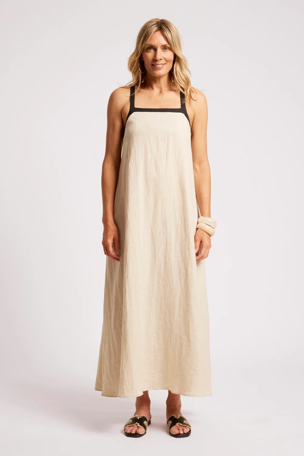 Maris Splice Tank Maxi Dress - Tusk / Black