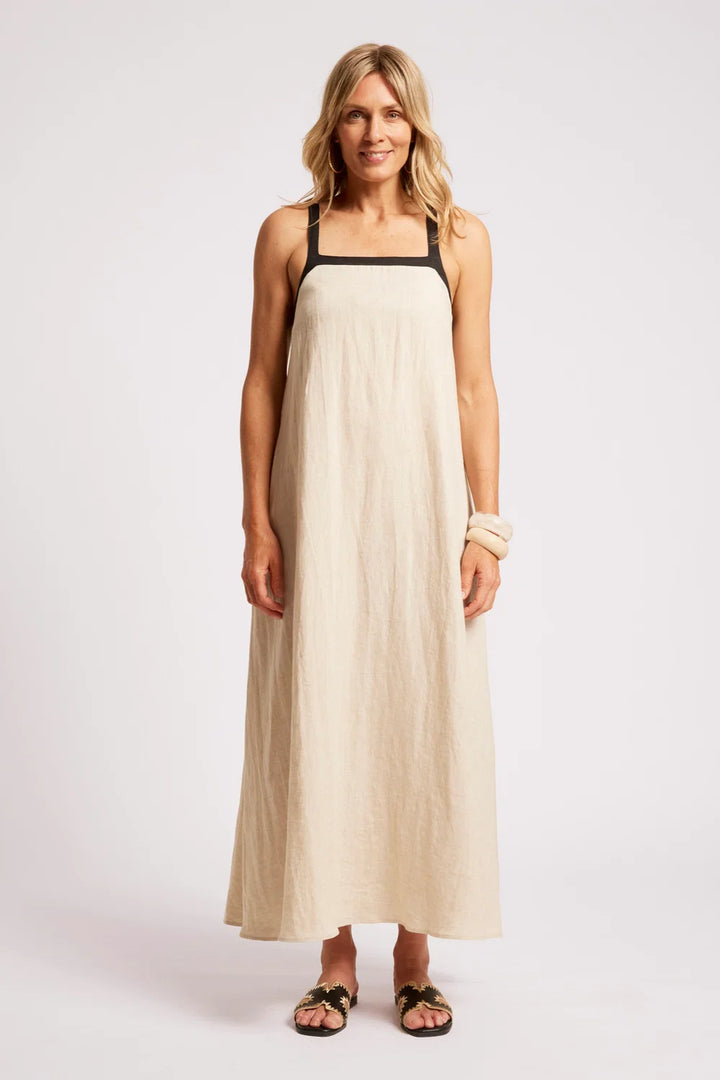 Maris Splice Tank Maxi Dress - Tusk / Black