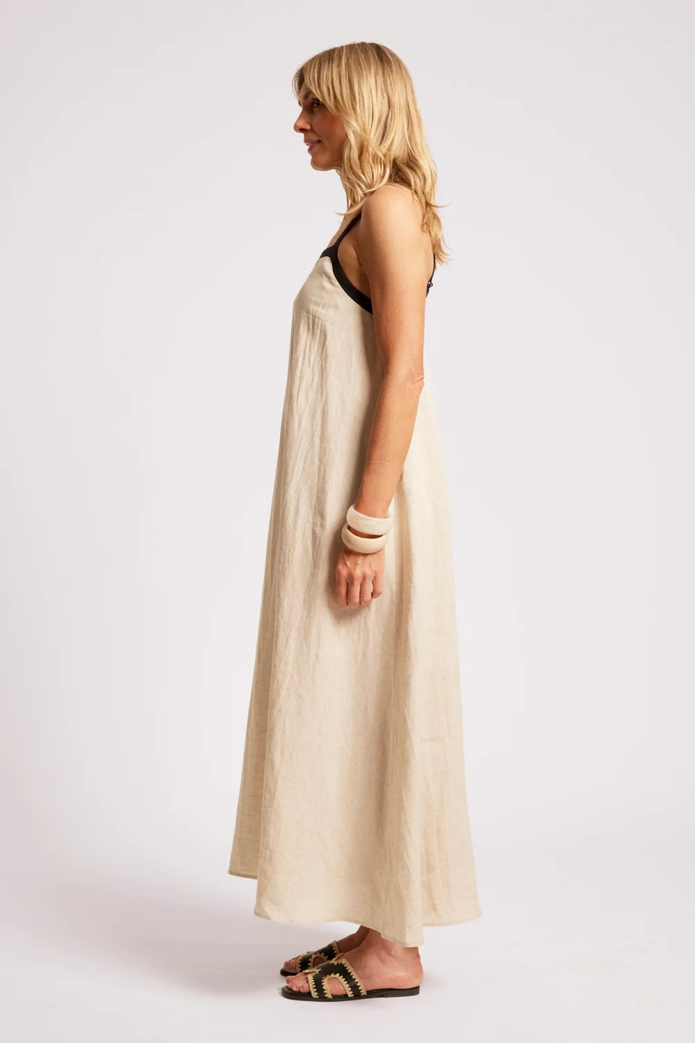 Maris Splice Tank Maxi Dress - Tusk / Black