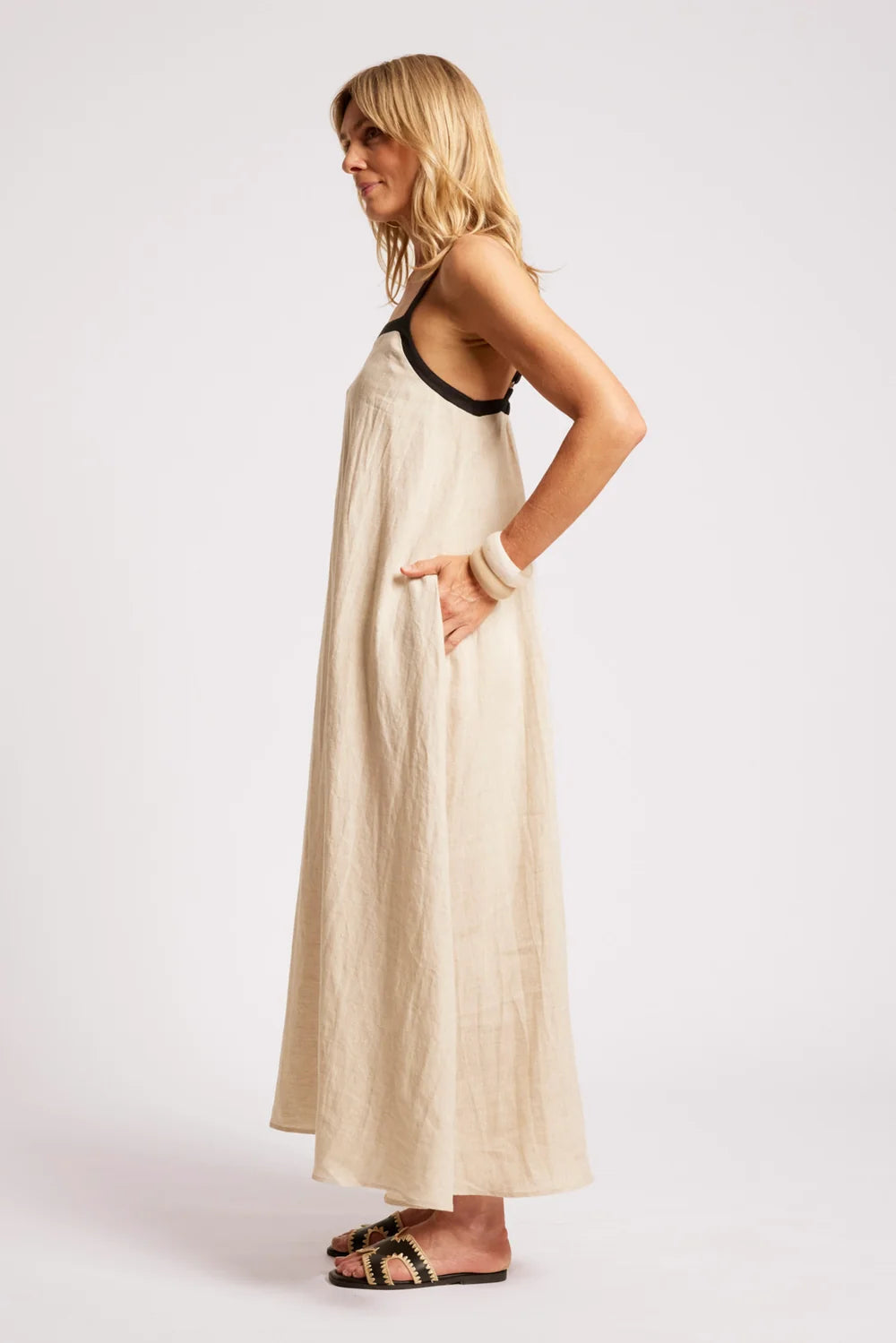 Maris Splice Tank Maxi Dress - Tusk / Black