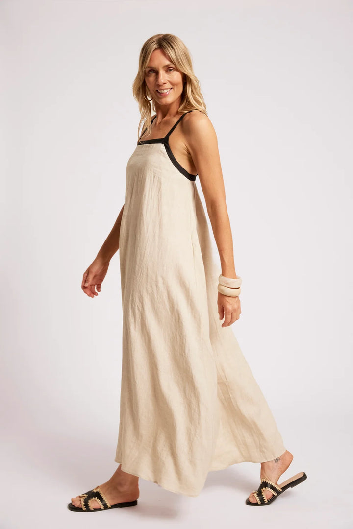 Maris Splice Tank Maxi Dress - Tusk / Black