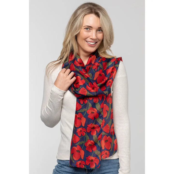 Poppy Silk Scarf Rouge