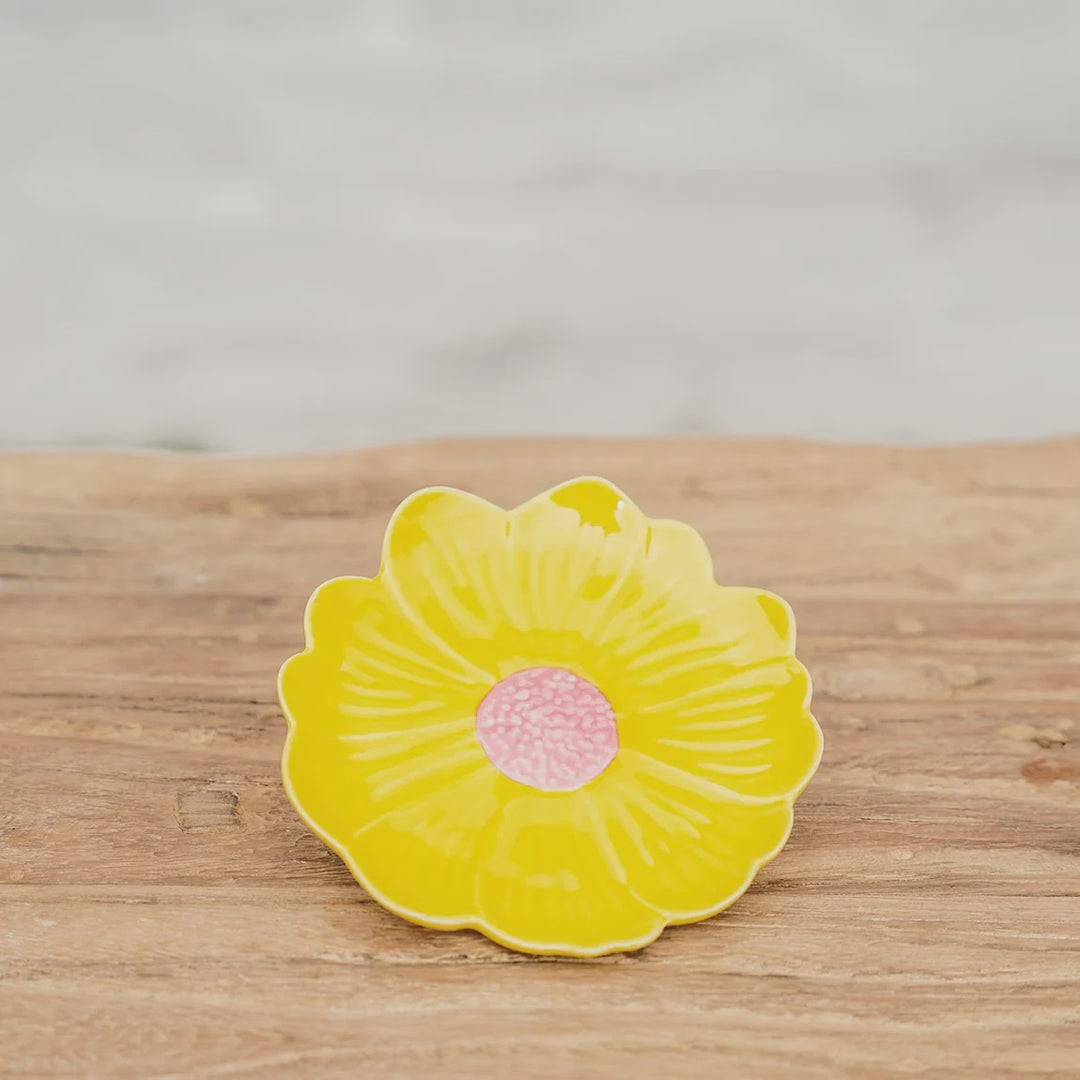 Flower Trinket Dish - Pink with Yellow Centre