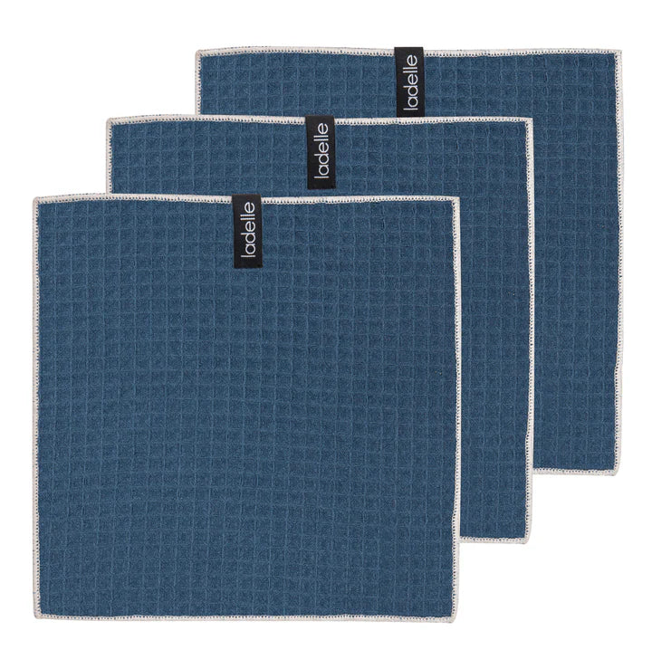 Mega Waffle Microfibre Navy 30x30cm 3pk Dishcloth
