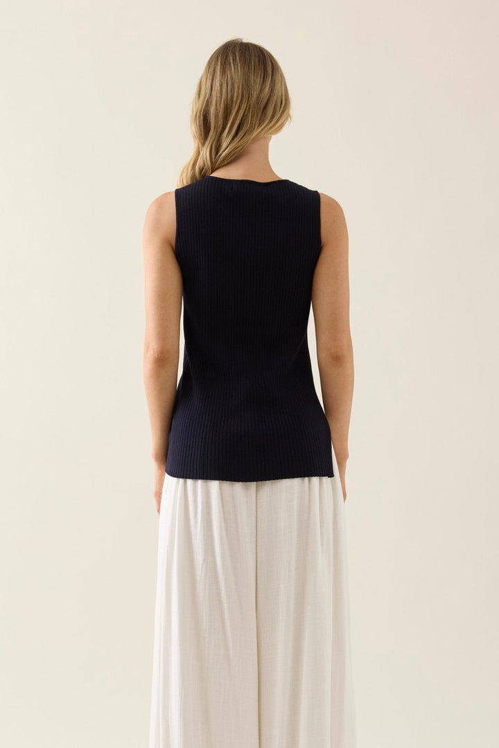 Adele Split Tank - Navy