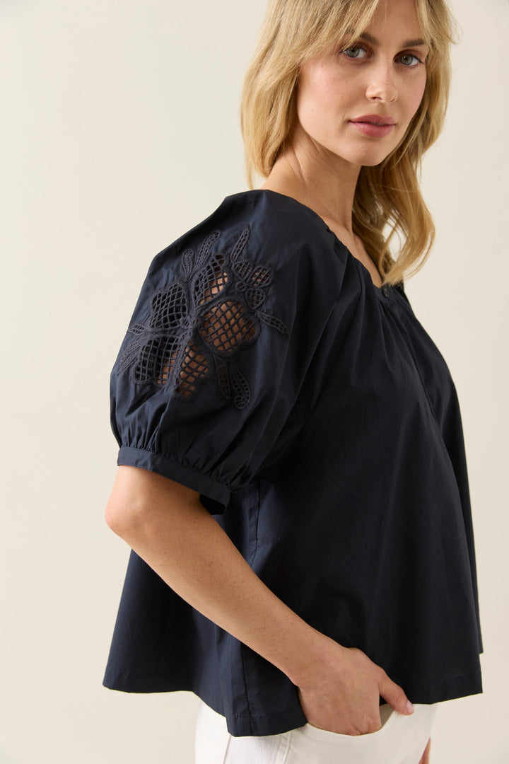 Nilsa Button Top - Navy