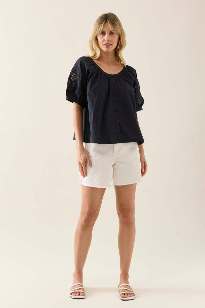 Nilsa Button Top - Navy