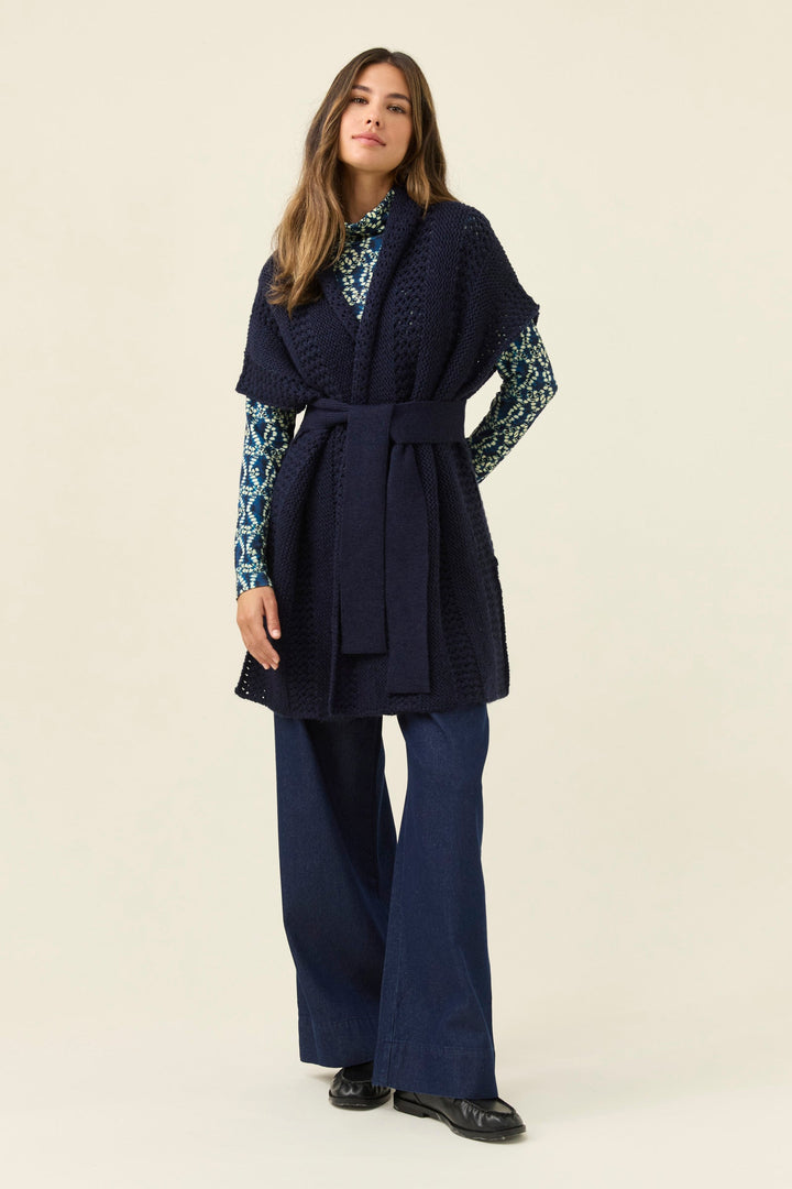 Luna Relaxed Knit Vest - One Size - Navy