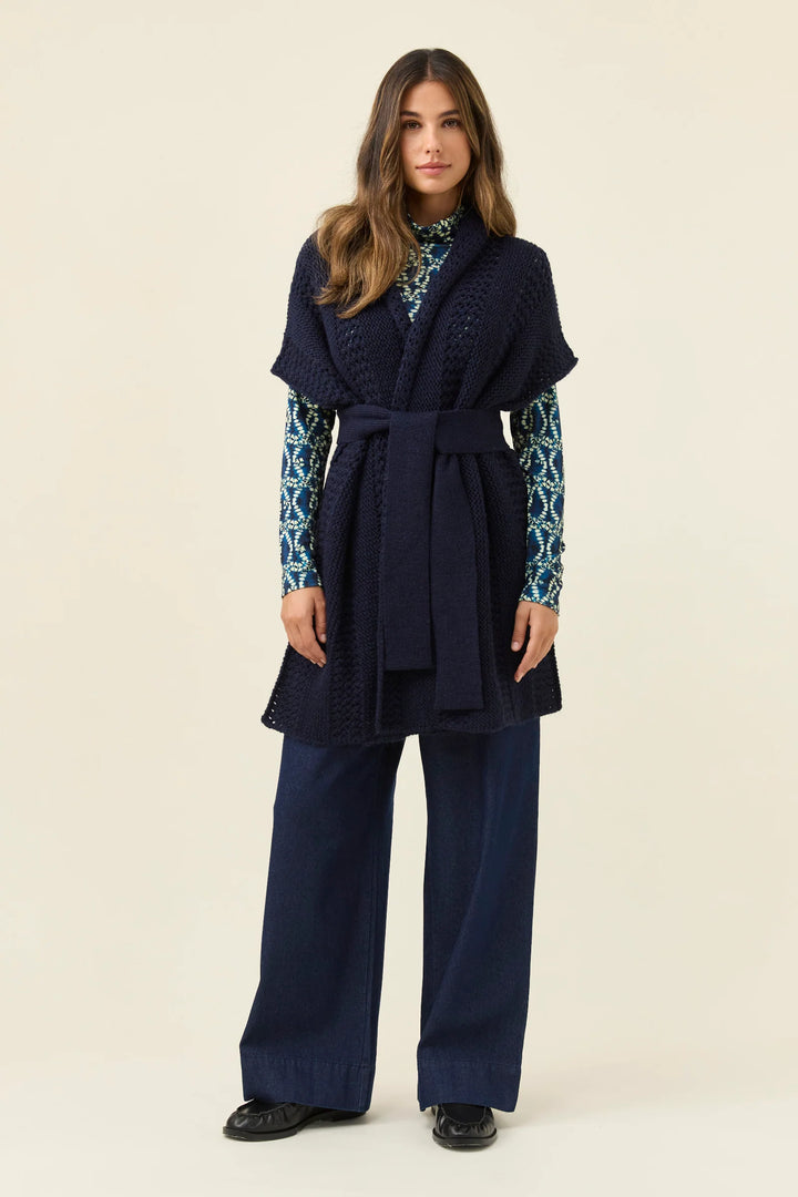 Luna Relaxed Knit Vest - One Size - Navy