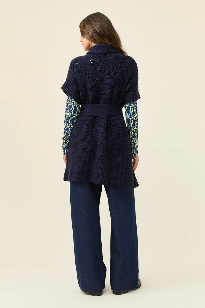 Luna Relaxed Knit Vest - One Size - Navy