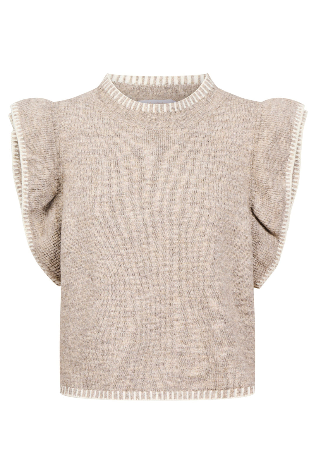 Athena Frill Knit Top - Stone