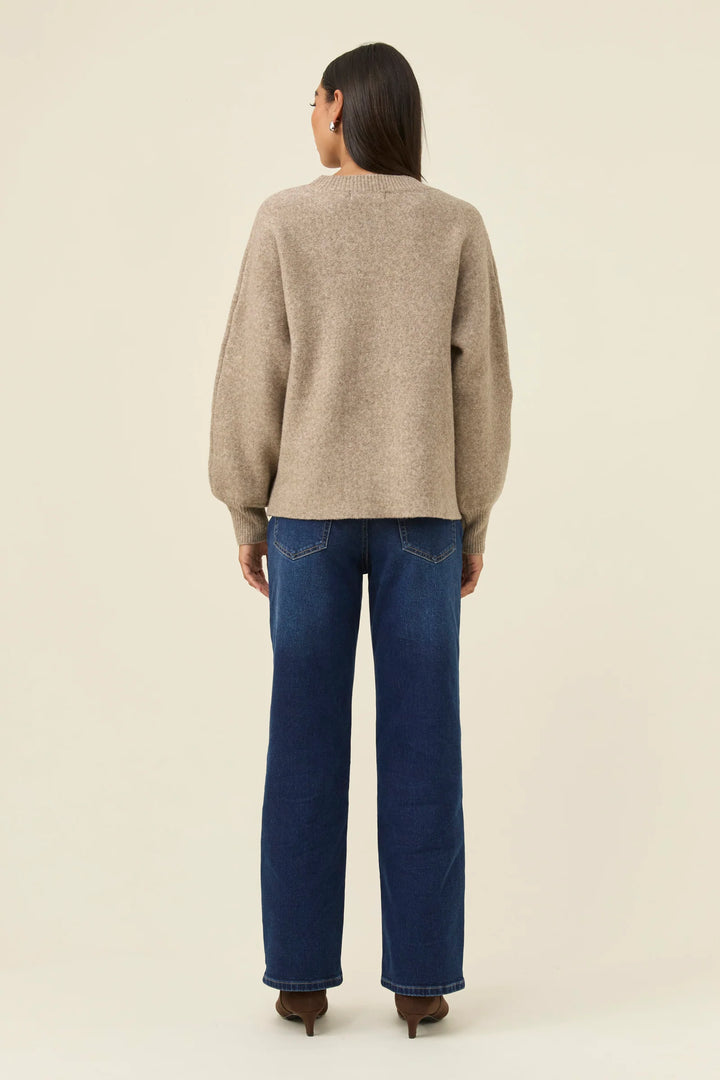Miru Stitch Flower Jumper - Stone
