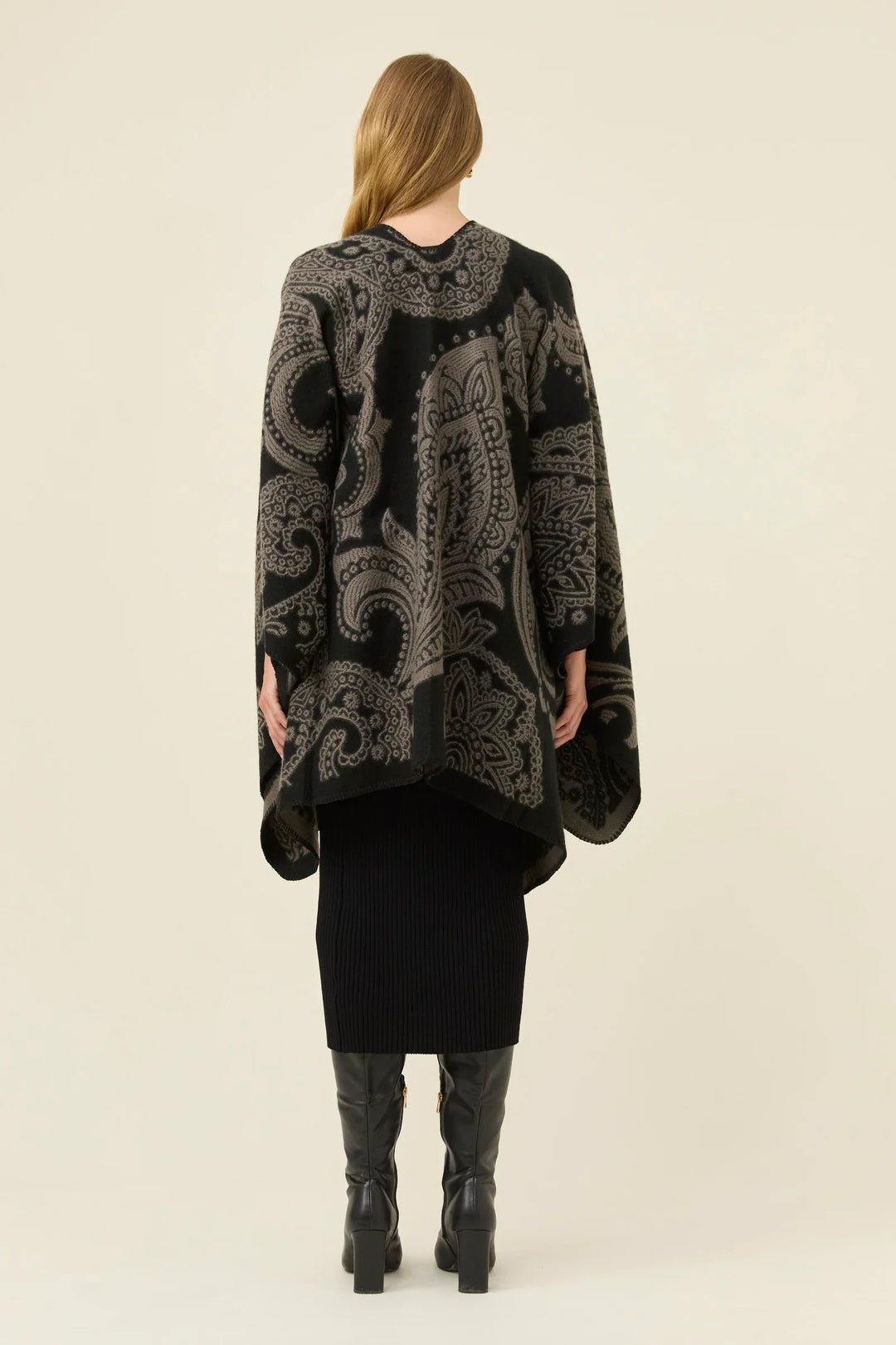 Lucia Cape - OSFA - Charcoal Paisley