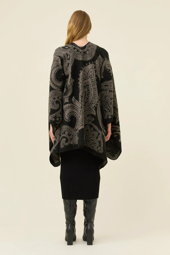 Lucia Cape - OSFA - Charcoal Paisley