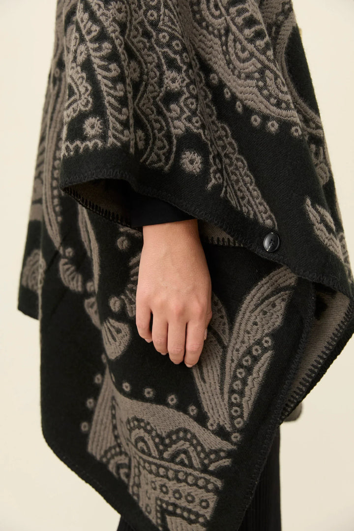 Lucia Cape - OSFA - Charcoal Paisley