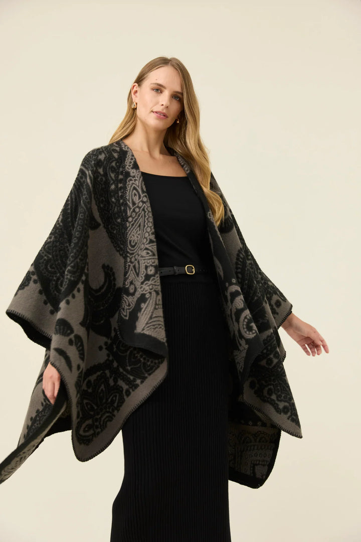 Lucia Cape - OSFA - Charcoal Paisley