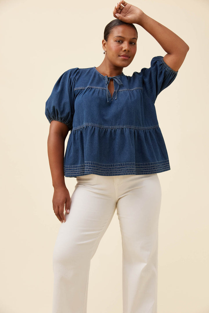 Preston Tie Top - Deep Blue