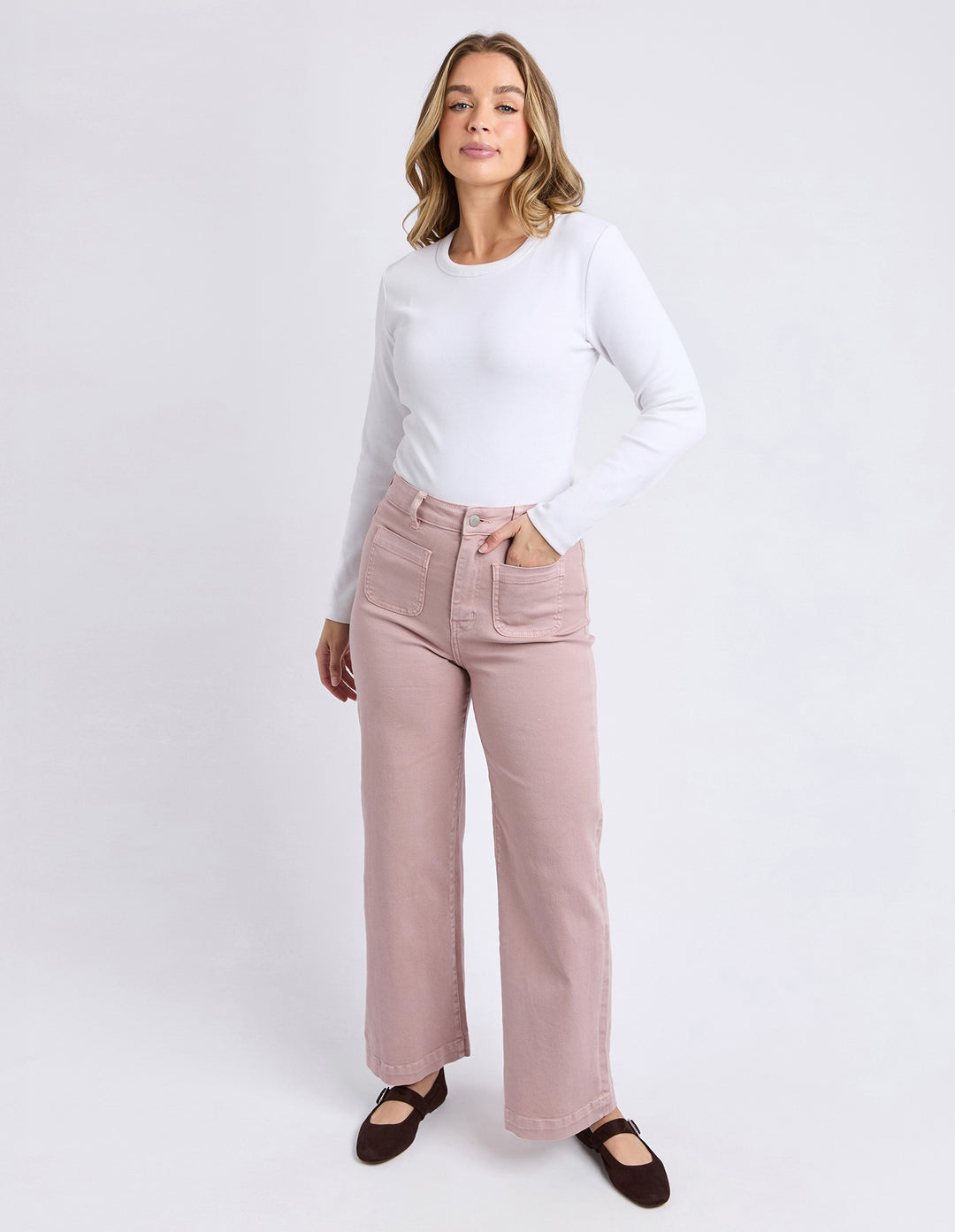 Foxwood Sarah Wide Leg Jean - Woodrose