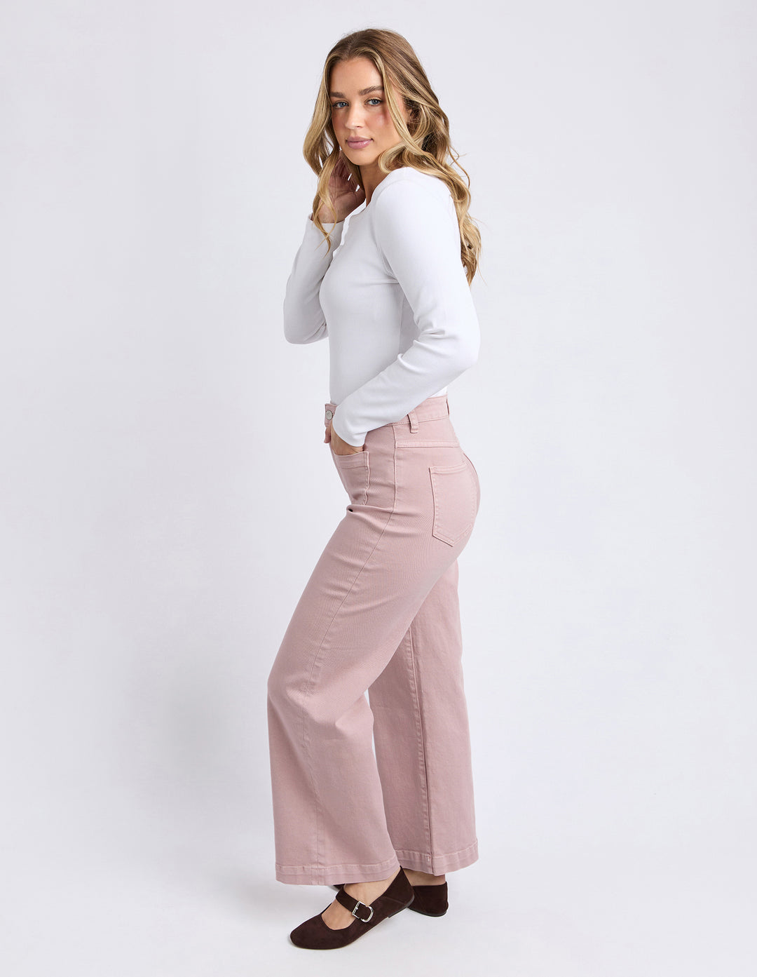 Foxwood Sarah Wide Leg Jean - Woodrose