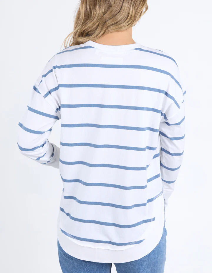 Farrah Long Sleeve Top - White/Cornet Blue Stripe