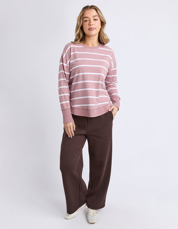 Farrah Long Sleeve top - Dark Pink Stripe / White