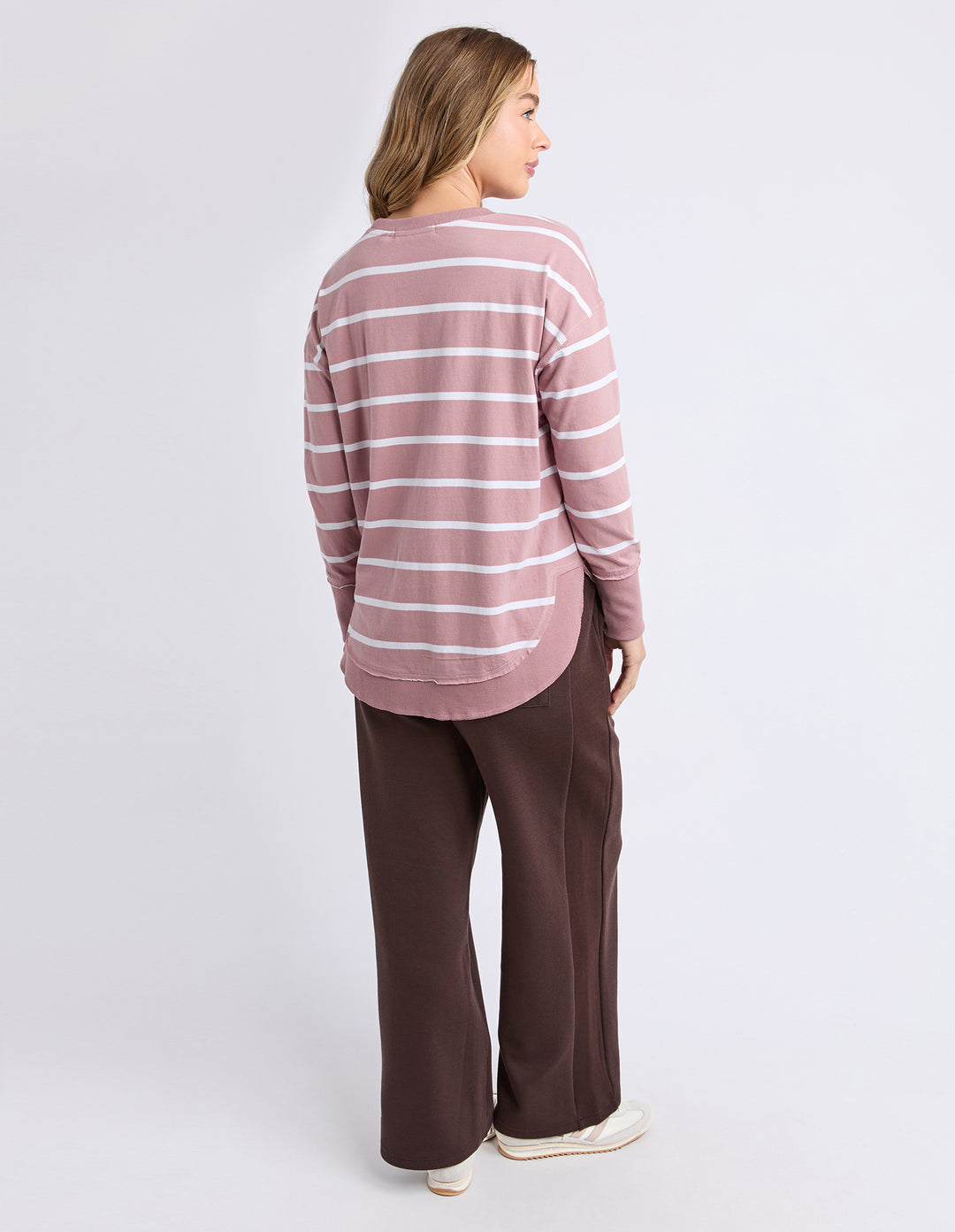 Farrah Long Sleeve top - Dark Pink Stripe / White