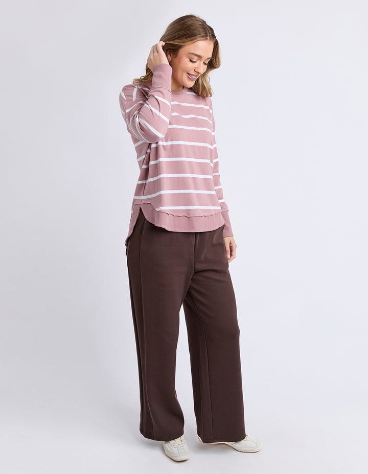 Farrah Long Sleeve top - Dark Pink Stripe / White