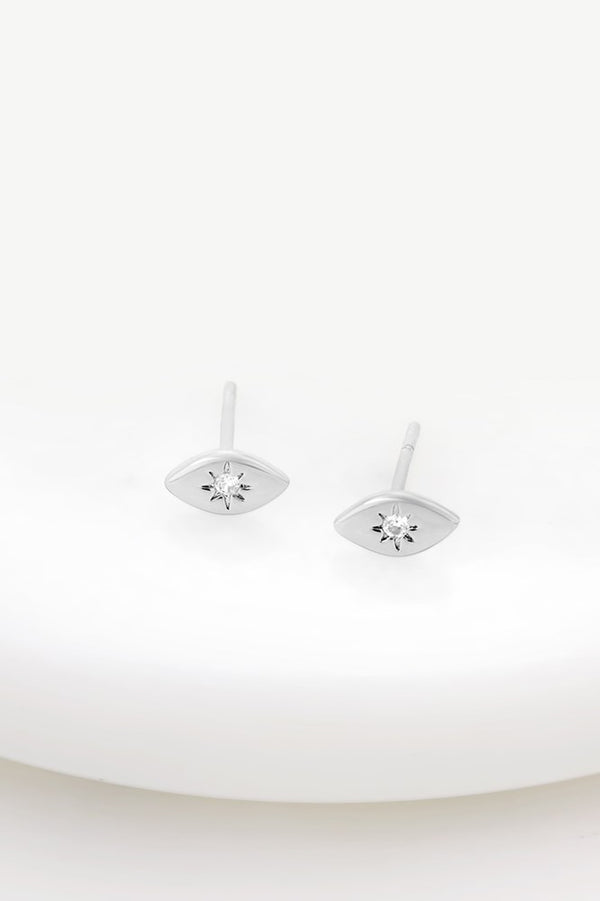 Evil Eye Stud Earring - 925 Sterling Silver - Silver