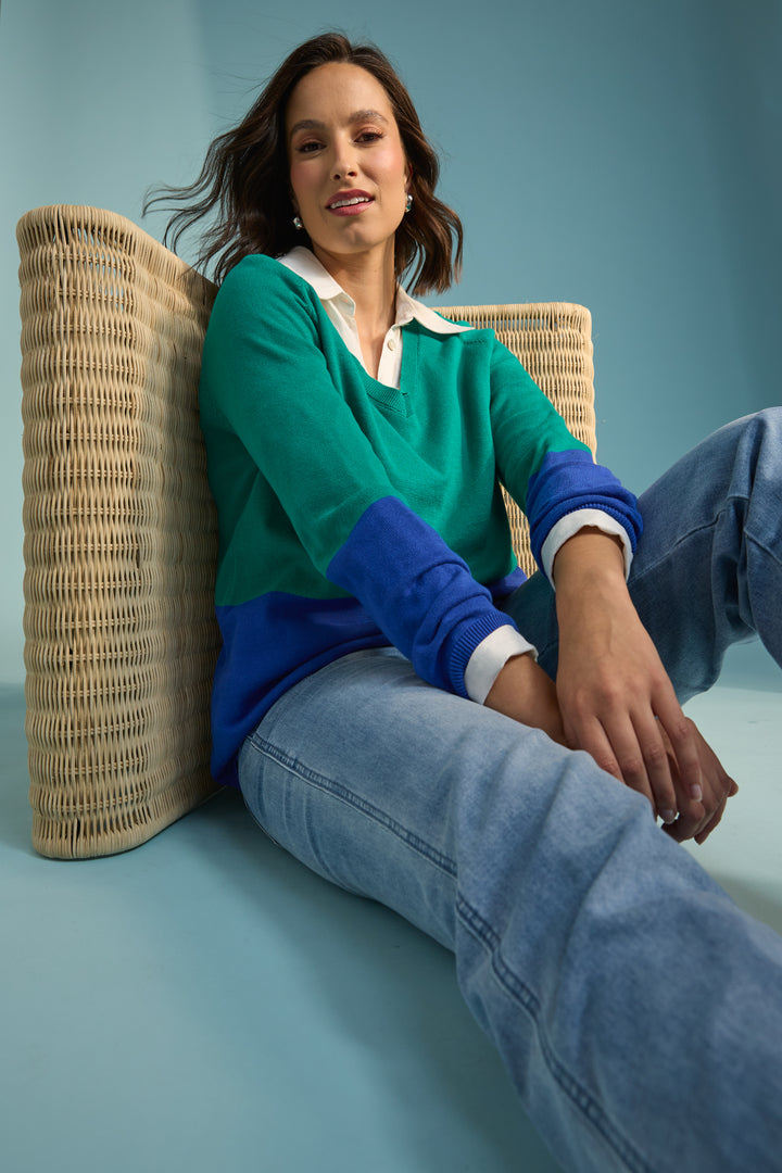 Casablanca Block Knit - Blue / Oasis