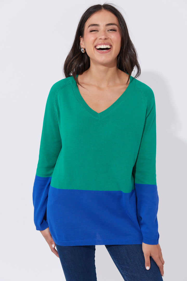 Casablanca Block Knit - Blue / Oasis