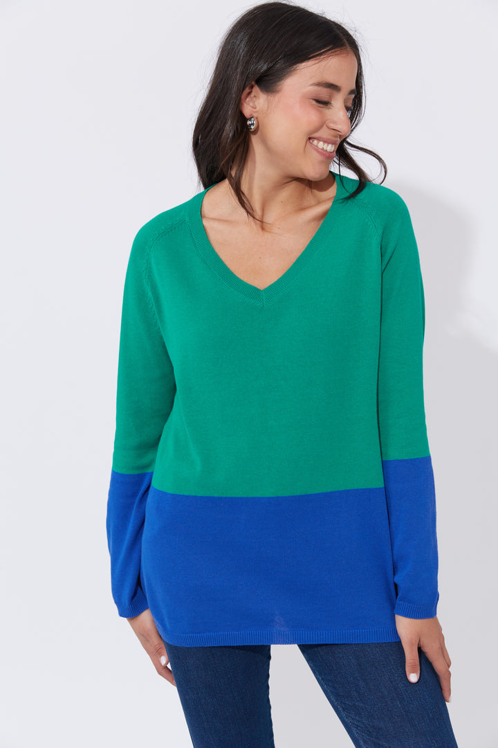 Casablanca Block Knit - Blue / Oasis